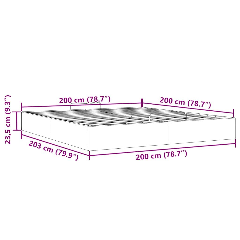 Ottoman-Bett ohne Matratze Grau 200x200 cm Kunstleder