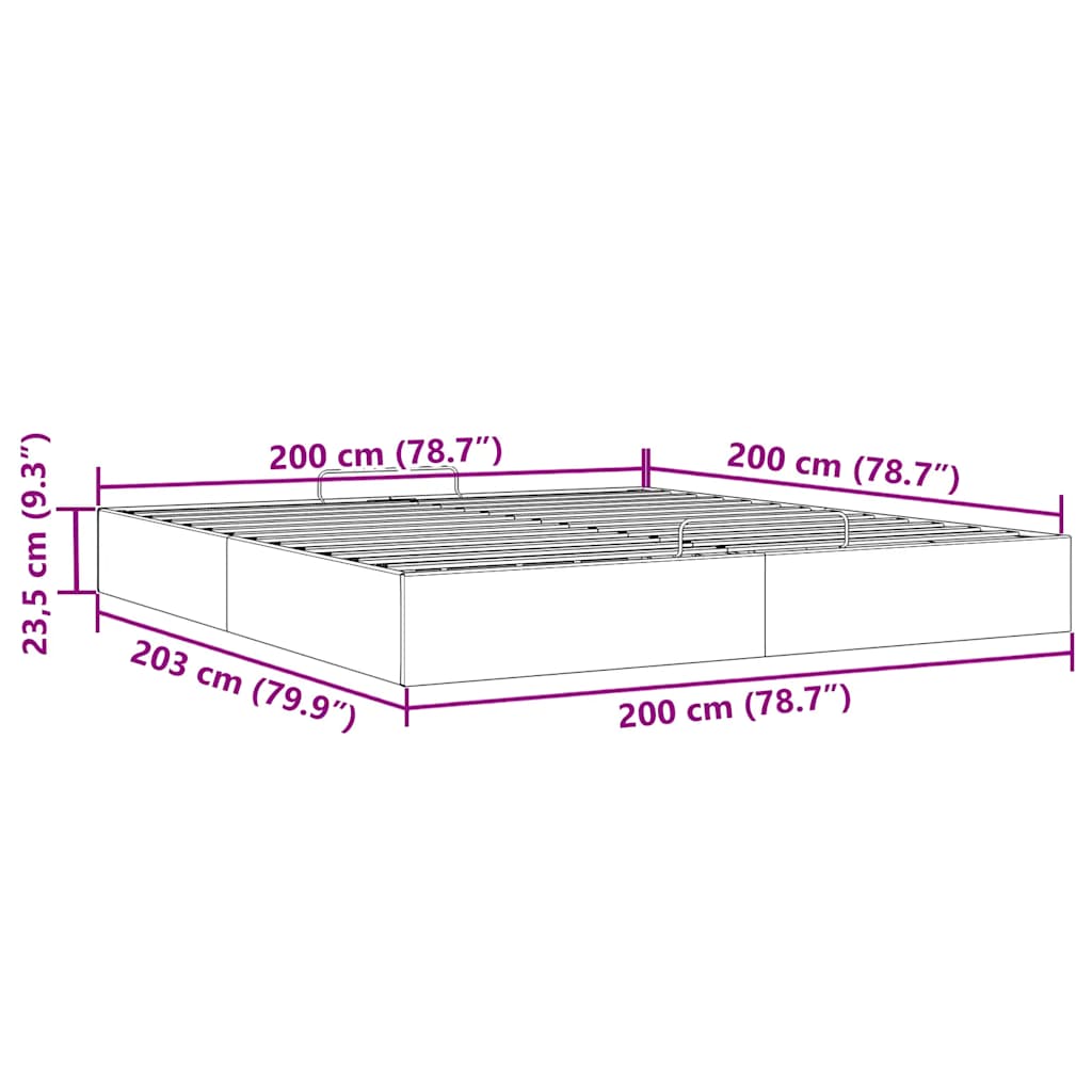 Ottoman-Bett ohne Matratze Hellgrau 200x200 cm Stoff