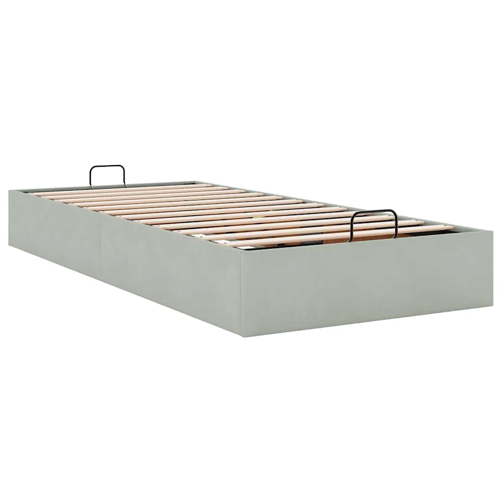 Ottoman-Bett ohne Matratze Hellgrau 100x200 cm Samt