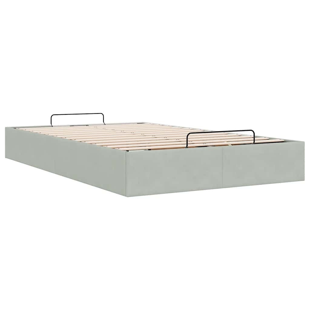 Ottoman-Bett ohne Matratze Hellgrau 120x200 cm Samt