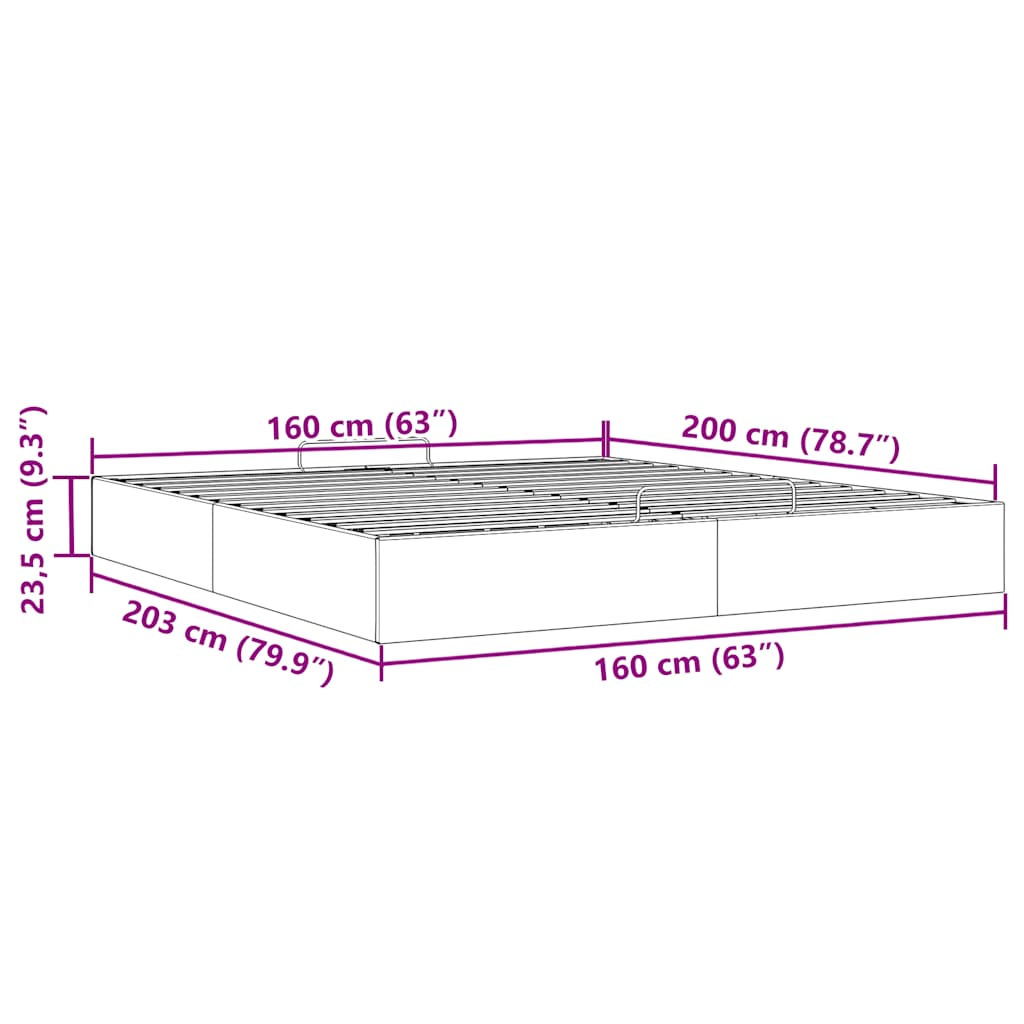 Ottoman-Bett ohne Matratze Hellgrau 160x200 cm Samt