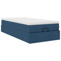 Ottoman-Bett mit Matratze Blau 90x200 cm Stoff