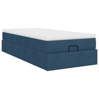 Ottoman-Bett mit Matratze Blau 90x200 cm Stoff