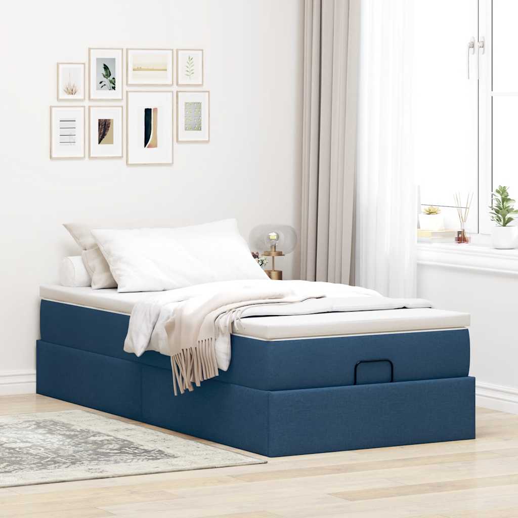 Ottoman-Bett mit Matratze Blau 100x200 cm Stoff