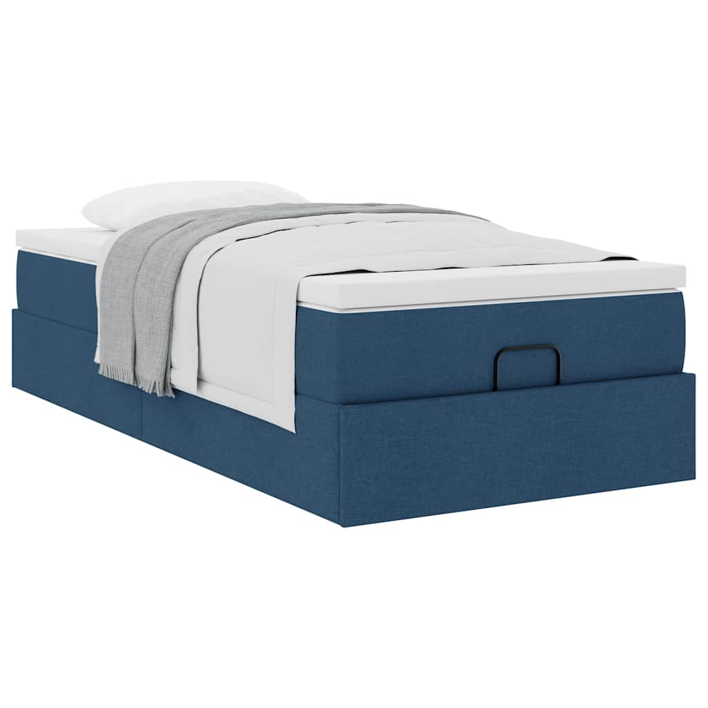 Ottoman-Bett mit Matratze Blau 100x200 cm Stoff