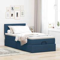 Ottoman-Bett mit Matratze Blau 90x200 cm Stoff