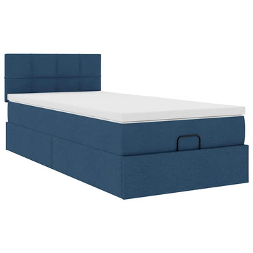 Ottoman-Bett mit Matratze Blau 90x200 cm Stoff