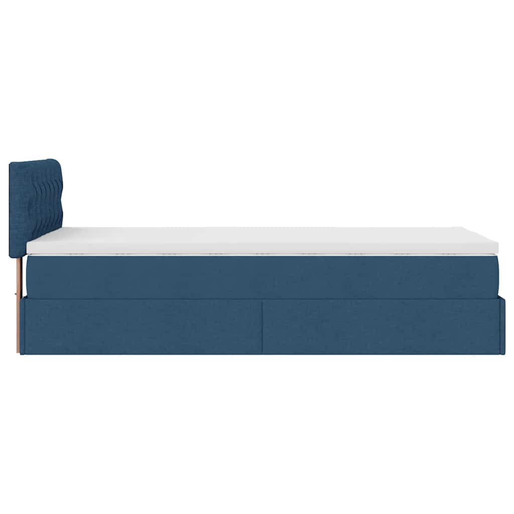 Ottoman-Bett mit Matratze Blau 90x200 cm Stoff