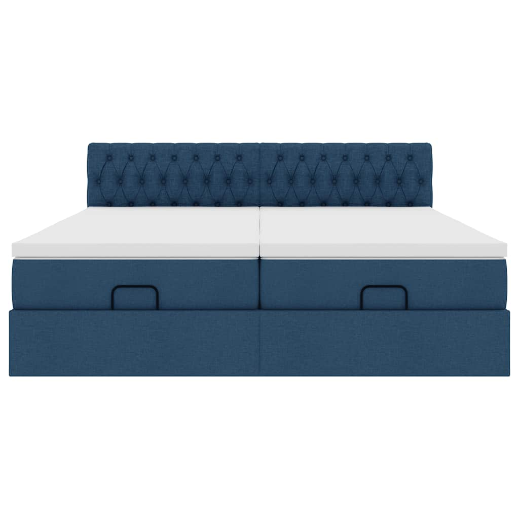 Ottoman-Bett mit Matratzen Blau 180x200 cm Stoff