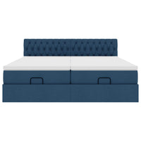 Ottoman-Bett mit Matratzen Blau 180x200 cm Stoff