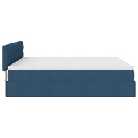 Ottoman-Bett mit Matratzen Blau 180x200 cm Stoff