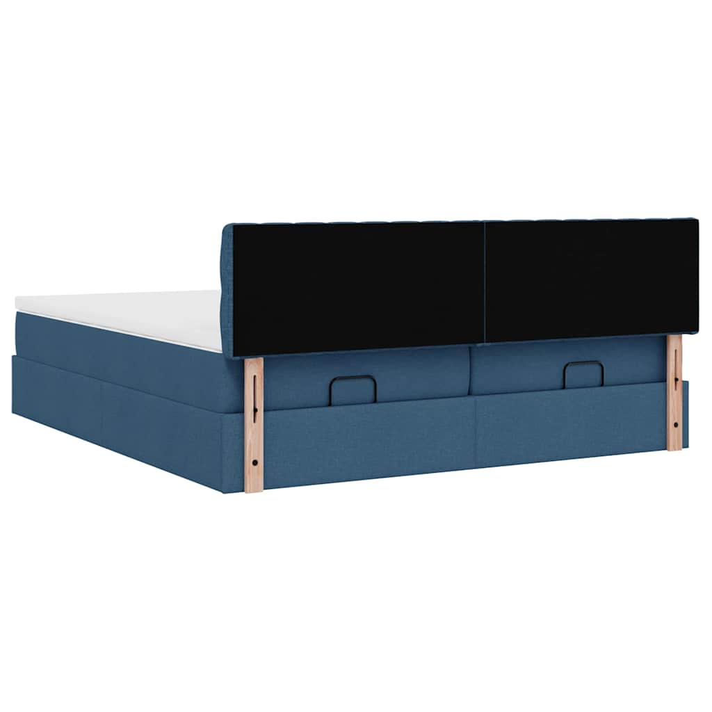 Ottoman-Bett mit Matratzen Blau 180x200 cm Stoff