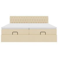 Ottoman-Bett mit Matratzen Creme 200x200 cm Stoff