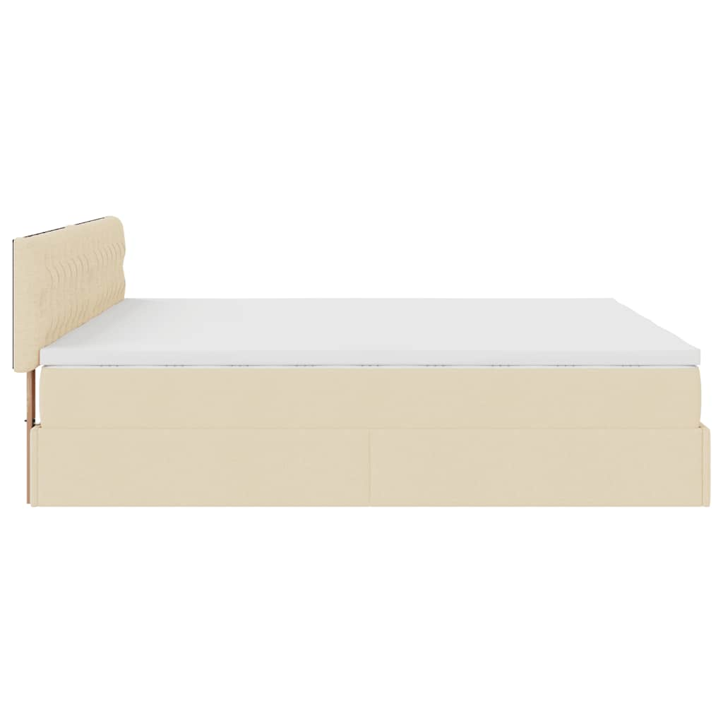 Ottoman-Bett mit Matratzen Creme 200x200 cm Stoff