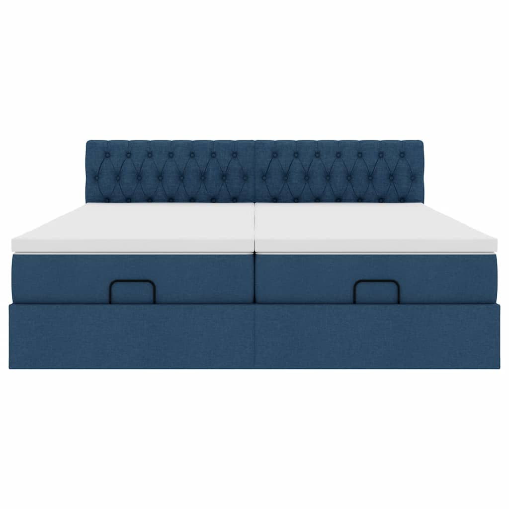 Ottoman-Bett mit Matratzen Blau 200x200 cm Stoff