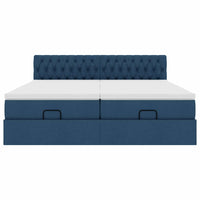 Ottoman-Bett mit Matratzen Blau 200x200 cm Stoff