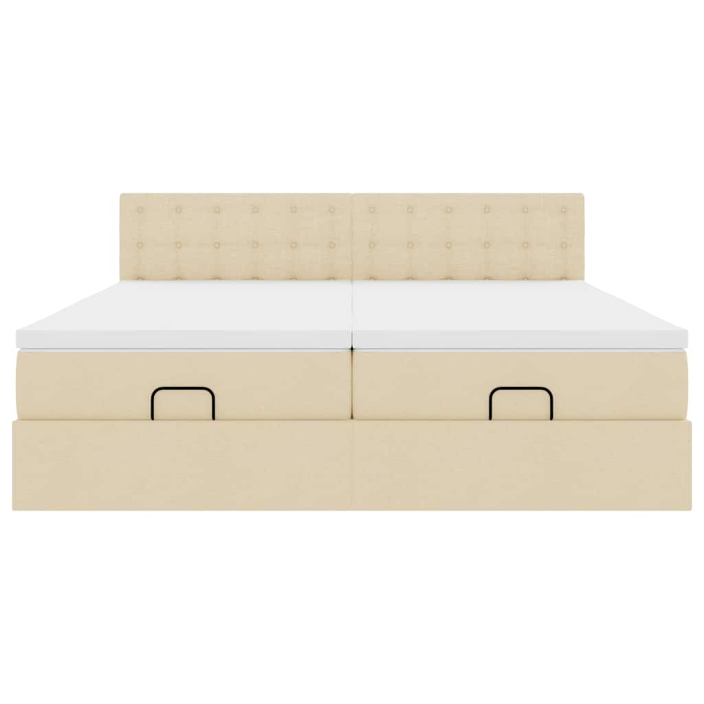 Ottoman-Bett mit Matratzen Creme 180x200 cm Stoff