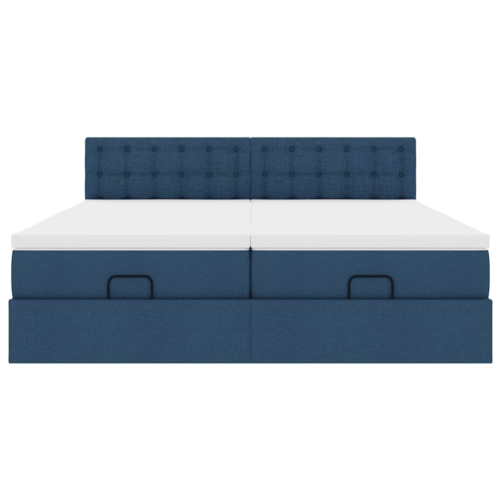 Ottoman-Bett mit Matratzen Blau 180x200 cm Stoff