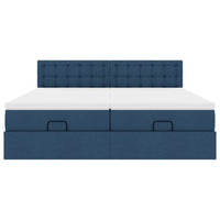 Ottoman-Bett mit Matratzen Blau 180x200 cm Stoff