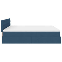 Ottoman-Bett mit Matratzen Blau 180x200 cm Stoff