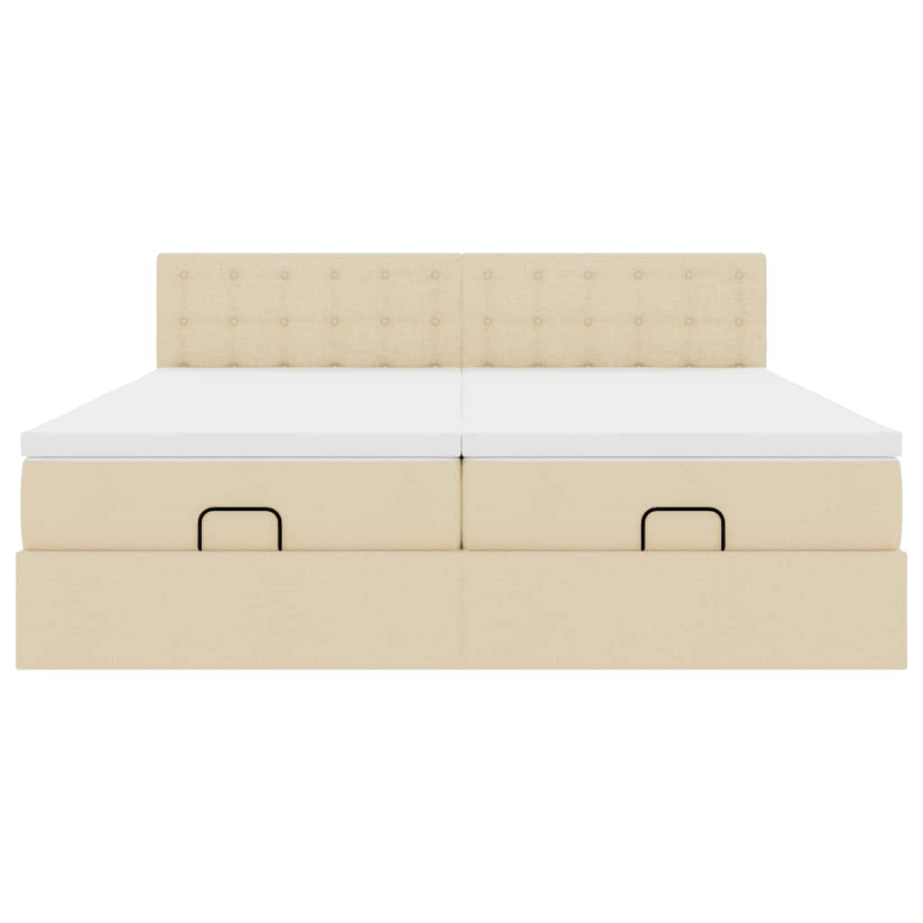 Ottoman-Bett mit Matratzen Creme 200x200 cm Stoff