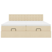 Ottoman-Bett mit Matratzen Creme 200x200 cm Stoff