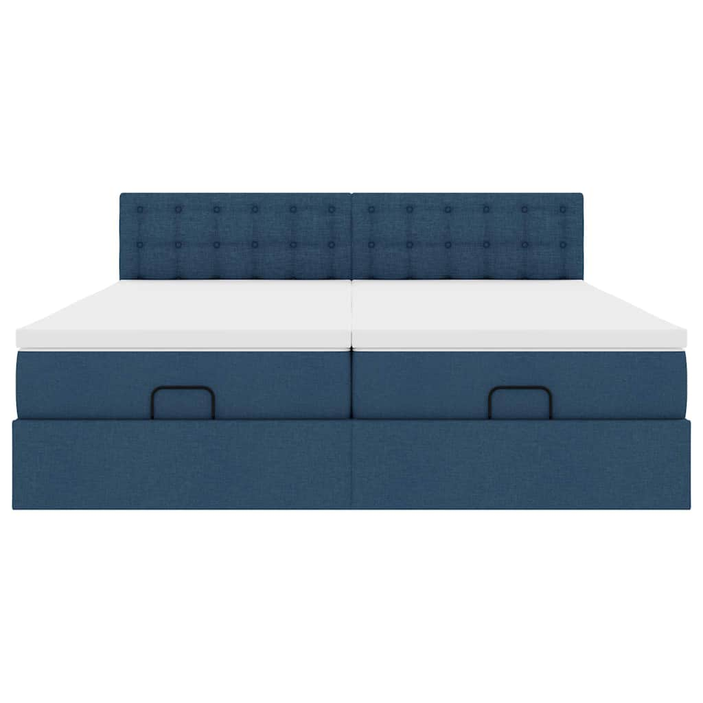 Ottoman-Bett mit Matratzen Blau 200x200 cm Stoff