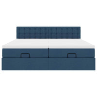 Ottoman-Bett mit Matratzen Blau 200x200 cm Stoff