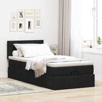 Ottoman-Bett mit Matratze Schwarz 90x190 cm Stoff