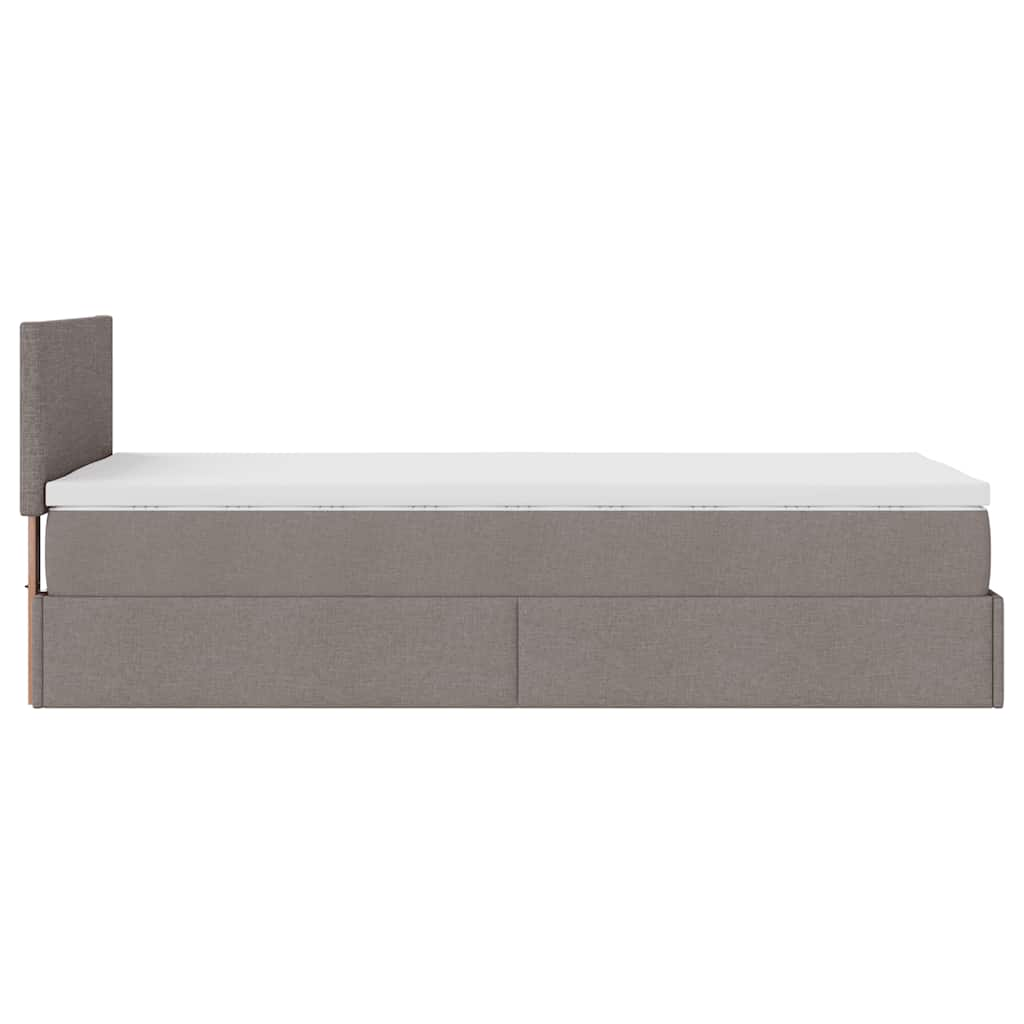 Ottoman-Bett mit Matratze Taupe 90x190 cm Stoff