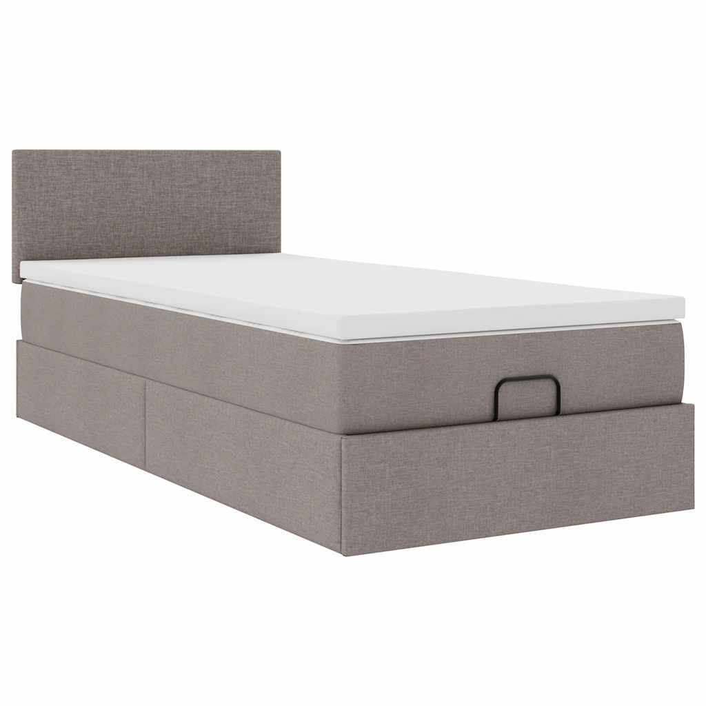 Ottoman-Bett mit Matratze Taupe 100x200 cm Stoff