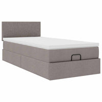 Ottoman-Bett mit Matratze Taupe 100x200 cm Stoff