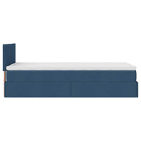 Ottoman-Bett mit Matratze & LEDs Blau 100x200 cm Stoff