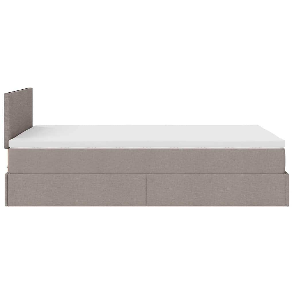 Ottoman-Bett mit Matratze Taupe 120x200 cm Stoff