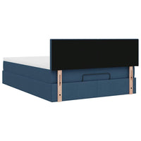 Ottoman-Bett mit Matratze & LEDs Blau 140x190 cm Stoff