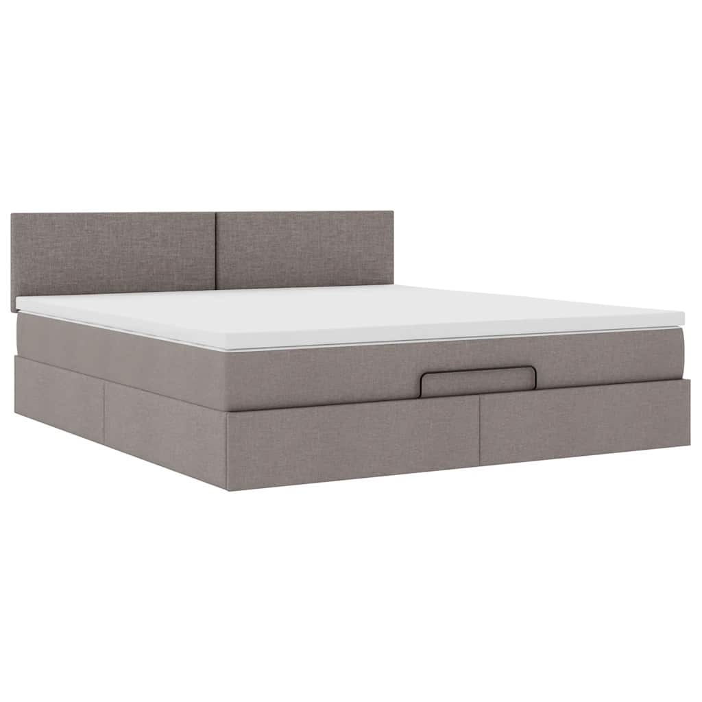 Ottoman-Bett mit Matratze Taupe 160x200 cm Stoff