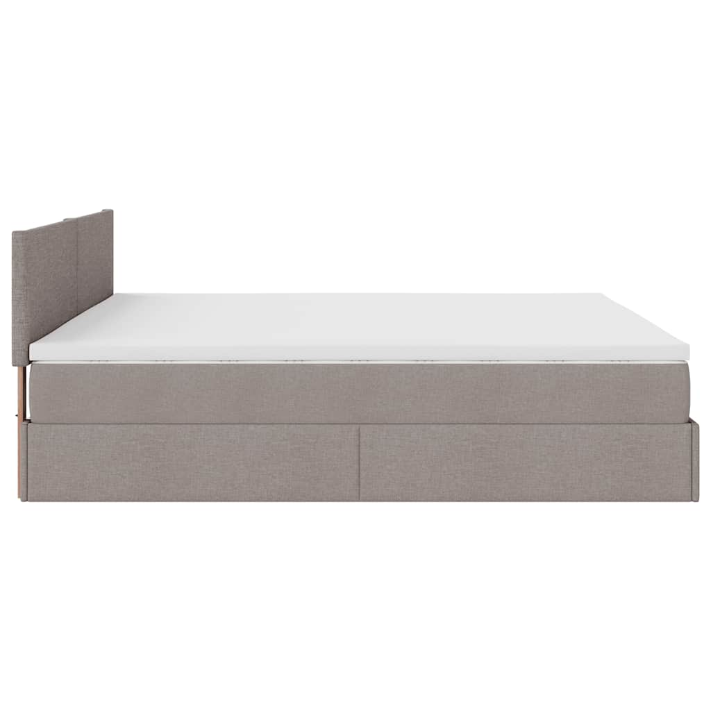 Ottoman-Bett mit Matratze Taupe 160x200 cm Stoff