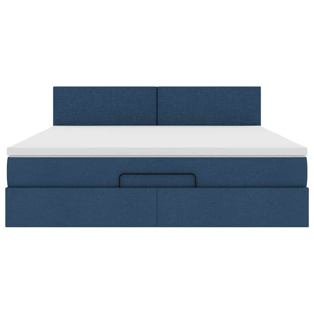 Ottoman-Bett mit Matratze & LEDs Blau 180x200 cm Stoff