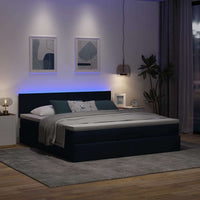 Ottoman-Bett mit Matratze & LEDs Blau 180x200 cm Stoff