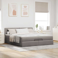 Ottoman-Bett mit Matratzen Taupe 200x200 cm Stoff