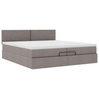 Ottoman-Bett mit Matratzen Taupe 200x200 cm Stoff