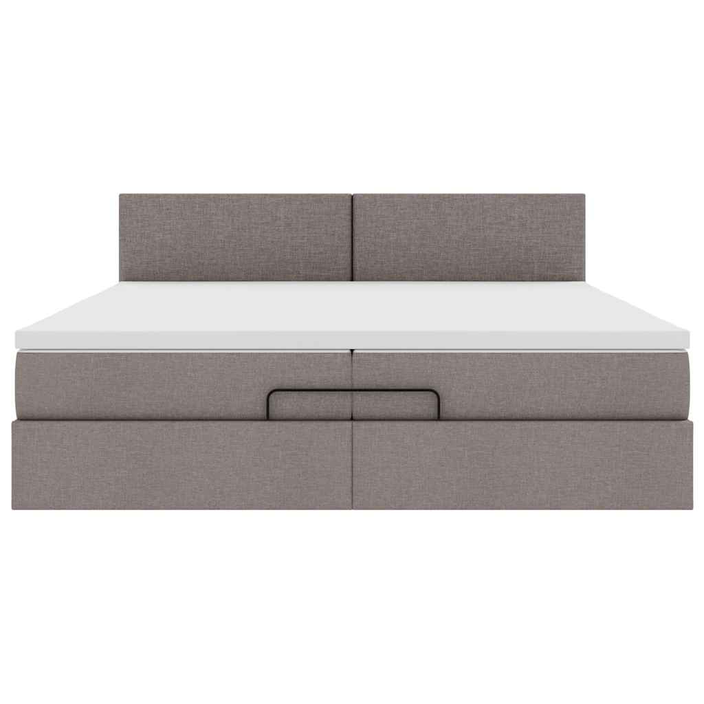 Ottoman-Bett mit Matratzen Taupe 200x200 cm Stoff