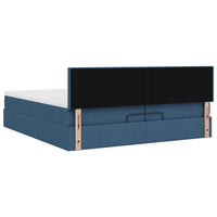 Ottoman-Bett mit Matratzen Blau 200x200 cm Stoff