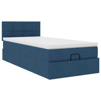 Ottoman-Bett mit Matratze & LEDs Blau 90x190 cm Stoff