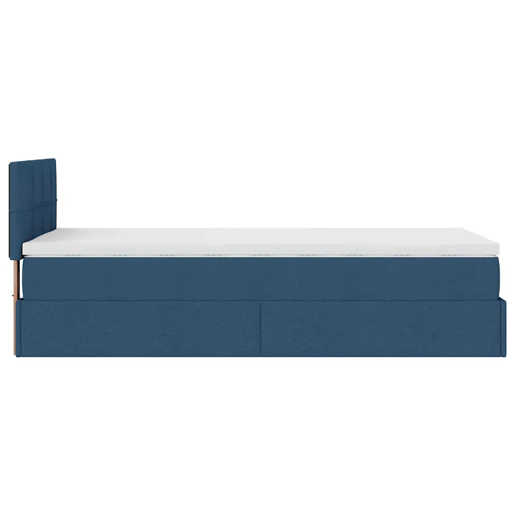 Ottoman-Bett mit Matratze & LEDs Blau 90x190 cm Stoff