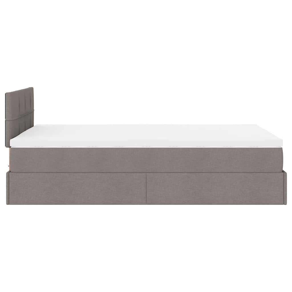 Ottoman-Bett mit Matratze Taupe 120x200 cm Stoff