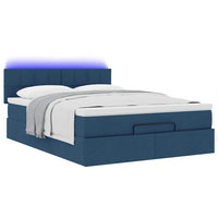 Ottoman-Bett mit Matratze & LEDs Blau 140x190 cm Stoff