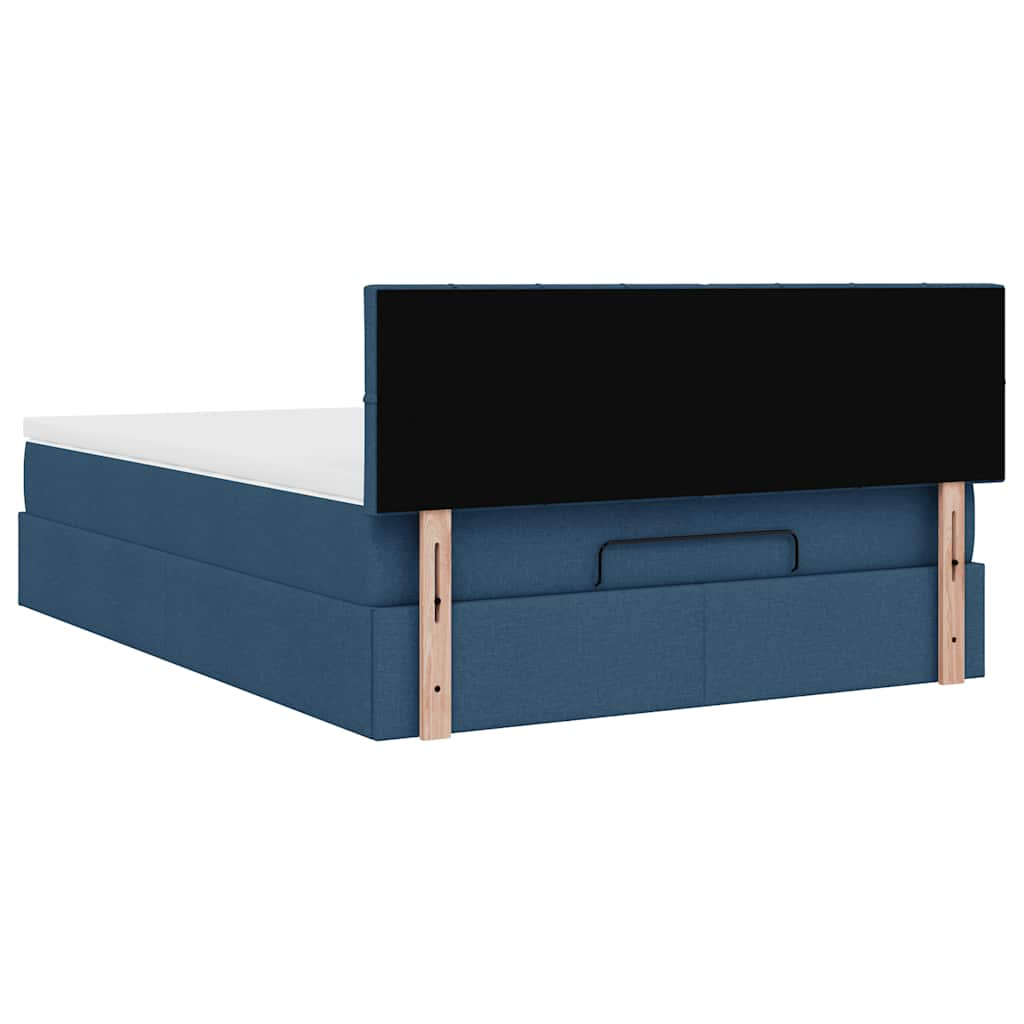 Ottoman-Bett mit Matratze & LEDs Blau 140x190 cm Stoff