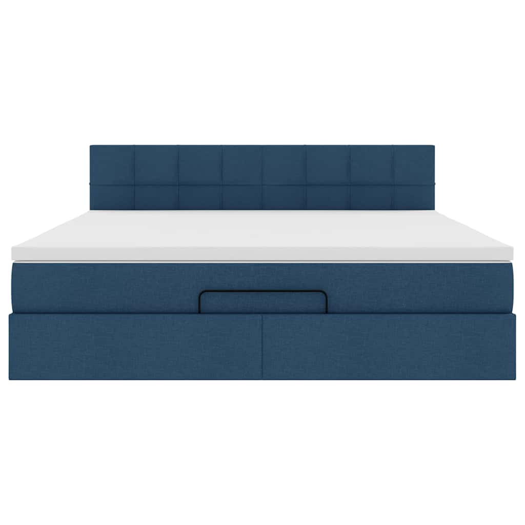 Ottoman-Bett mit Matratze & LEDs Blau 180x200 cm Stoff