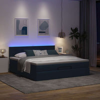 Ottoman-Bett mit Matratze & LEDs Blau 180x200 cm Stoff